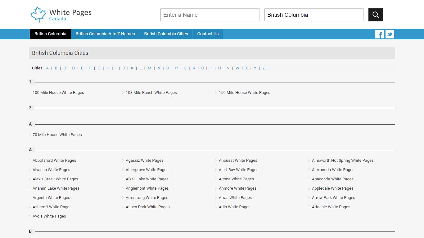 Find a Person in British Columbia, White Pages Canada